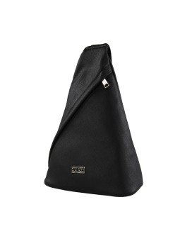 Schwarze Leder Schultertasche Dreieck Form