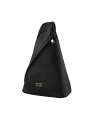 Schwarze Leder Schultertasche Dreieck Form