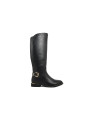 Schwarzer Damenstiefel mit goldener Schnalle