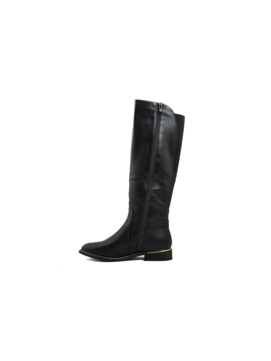 Schwarze Lederstiefel mit Goldakzenten