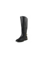 Schwarze Lederstiefel mit gelber Naht
