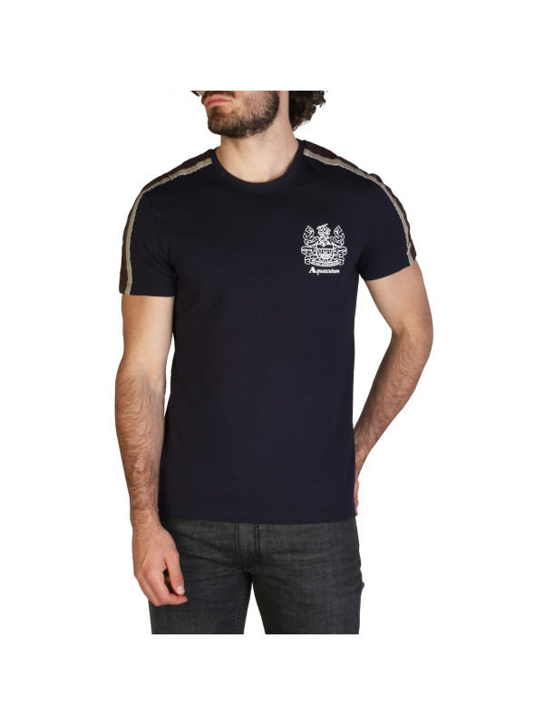Navy Aquascutum gestreiftes Logo-T-Shirt Navy Aquascutum gestreiftes Logo-T-Shirt