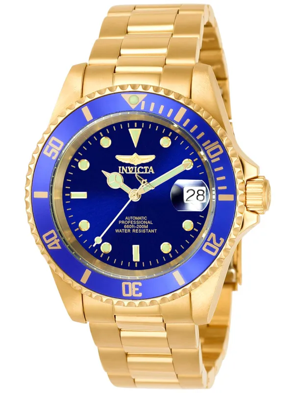 Goldene Invicta Taucheruhr mit blauem Zifferblatt Goldene Invicta Taucheruhr mit blauem Zifferblatt