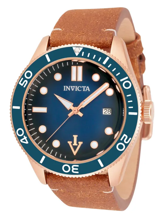 Rosegold Invicta Braun Herrenuhr Leder