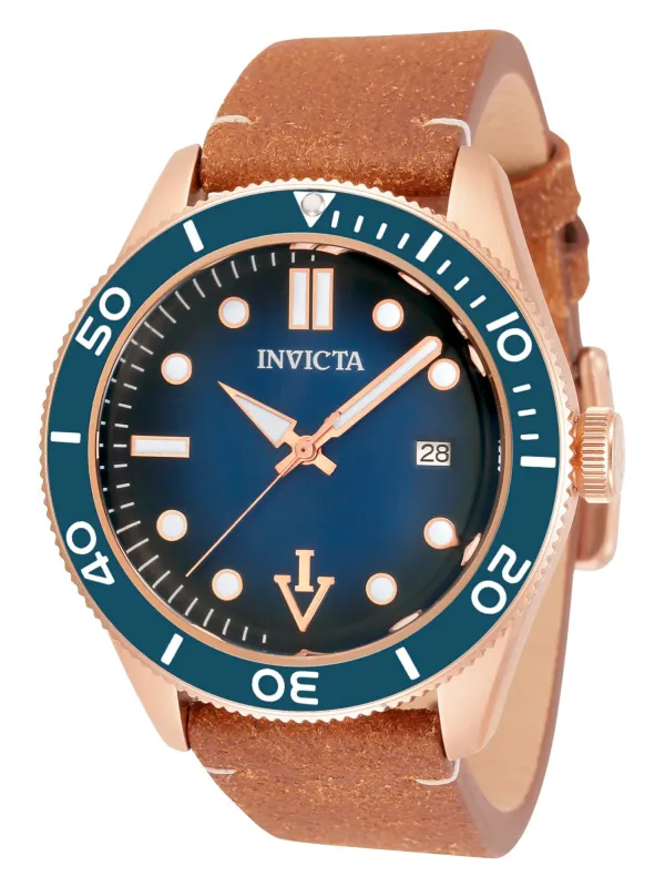 Rosegold Invicta Braun Herrenuhr Leder