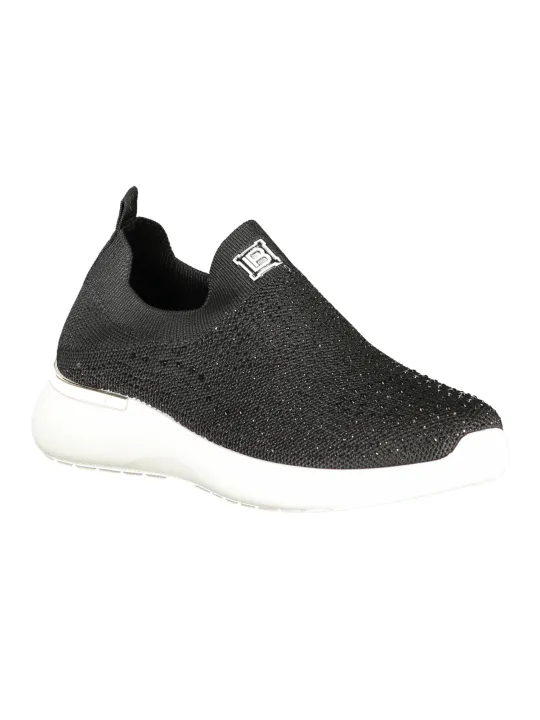 "Laura Biagiotti Sneakers im Sale | Elastik Textilsneakers mit Strass und Stickerei 3cm Keil 8936 NEBLACK online kaufen"|Planet-Deluxe