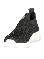 "Laura Biagiotti Sneakers im Sale | Elastik Textilsneakers mit Strass und Stickerei 3cm Keil 8936 NEBLACK online kaufen"|Planet-Deluxe