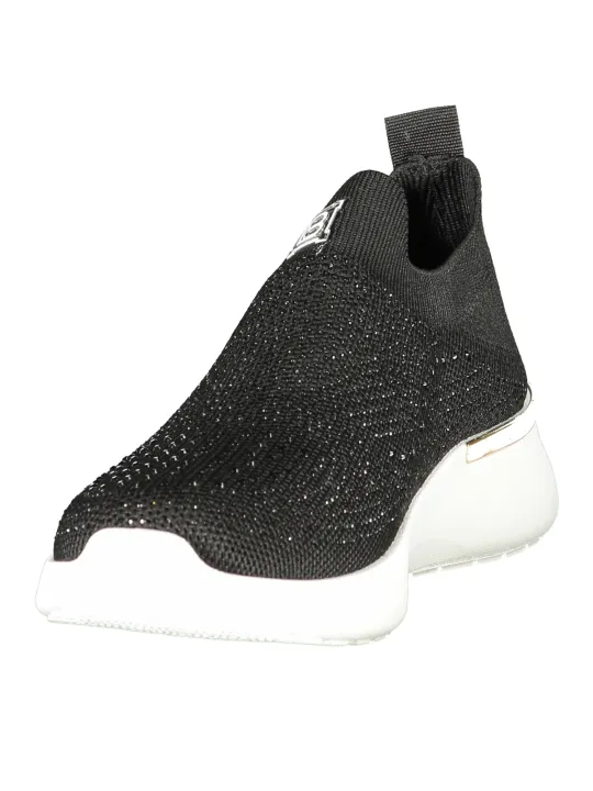 "Laura Biagiotti Sneakers im Sale | Elastik Textilsneakers mit Strass und Stickerei 3cm Keil 8936 NEBLACK online kaufen"|Planet-Deluxe