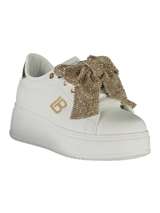 "Laura Biagiotti Sneakers im Sale | Kalbleder Sneaker mit Strass, Keilabsatz und Logo 4cm online kaufen"|Planet-Deluxe
