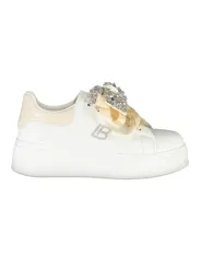 Luxus-Sneaker aus Kalbleder mit Strass und 4cm Keilsohle
