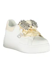 Luxus-Sneaker aus Kalbleder mit Strass und 4cm Keilsohle