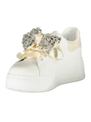 Luxus-Sneaker aus Kalbleder mit Strass und 4cm Keilsohle