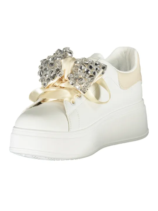 Luxus-Sneaker aus Kalbleder mit Strass und 4cm Keilsohle
