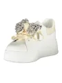 Luxus-Sneaker aus Kalbleder mit Strass und 4cm Keilsohle