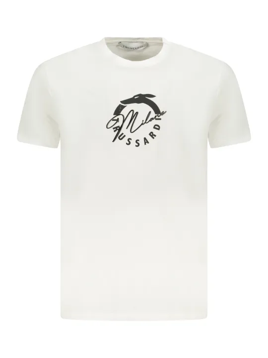 "Trussardi T-Shirts im Sale | Trussardi Logo T-Shirt Kurzarm Rundhals Basic Weiß online kaufen"|Planet-Deluxe