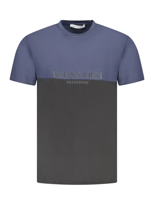 "Trussardi T-Shirts im Sale | Trussardi Zweifarbiges Rundhals TShirt mit Print Logo online kaufen"|Planet-Deluxe