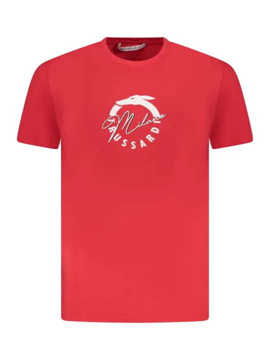 Trussardi Rotes T-Shirt mit Logo-Print – Rundhals, Basic