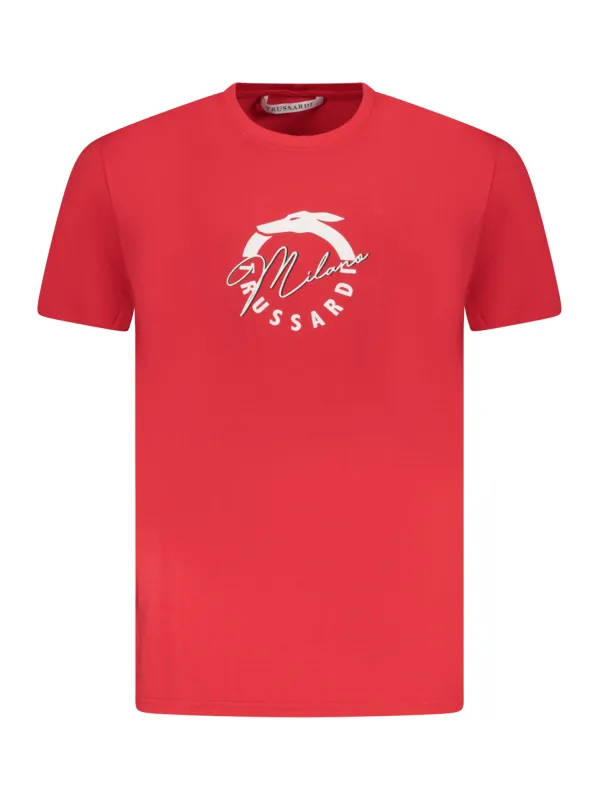 Trussardi Rotes T-Shirt mit Logo-Print – Rundhals, Basic Trussardi Rotes T-Shirt mit Logo-Print – Rundhals, Basic