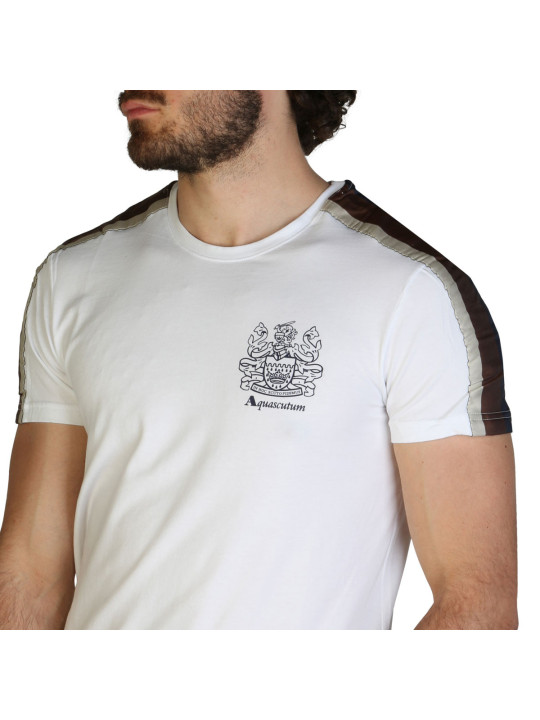 Weißes Aquascutum Herren T-Shirt mit Streifen