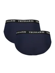 Trussardi Slips Doppelpack – Navy, Logo & Elastikbund