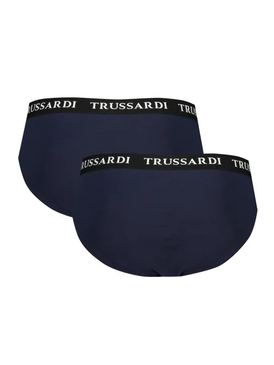 Trussardi Slips Doppelpack – Navy, Logo & Elastikbund