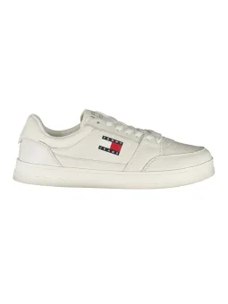 "Weißer Kontrast-Sneaker mit Einlegesohle & Logo-Print"