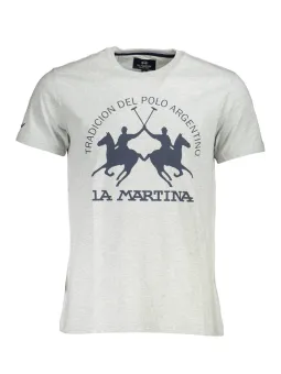 "LA MARTINA Graues Logo T-Shirt - Klassischer Rundhals"