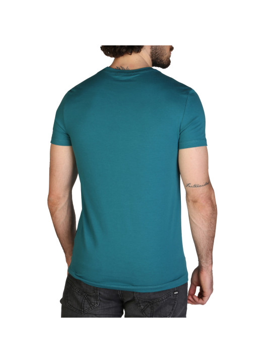 Grünes Baumwoll-T-Shirt Mann Rückenansicht