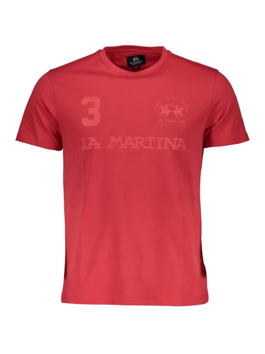 "LA MARTINA T-Shirts im Sale | La Martina Rotes Logo T-Shirt Kurzarm Rundhals online kaufen"|Planet-Deluxe