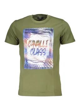 Grünes Cavalli Class T-Shirt mit Logo-Print und Rundhals