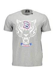 "Plein Sport T-Shirts im Sale | Graues Rundhals TShirt mit Kontrastdetails und Logo Print online kaufen"|Planet-Deluxe