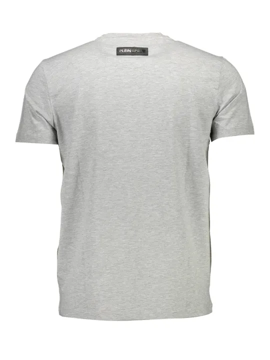 "Plein Sport T-Shirts im Sale | Graues Rundhals TShirt mit Kontrastdetails und Logo Print online kaufen"|Planet-Deluxe