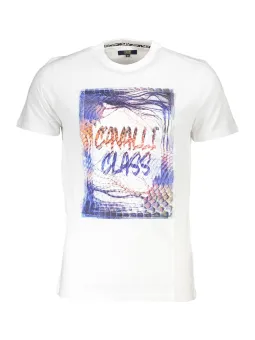 "Cavalli Class Weißes Logo-T-Shirt - Kurzarm & Stilvoll"