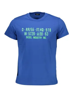 "Diesel Logo T-Shirt Blau - Rundhals, Kurzarm, Stylischer Druck"