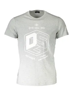 "Diesel Grau Logo T-Shirt: Stilvolles Kurzarmshirt für Herren"