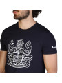 Schwarzes Baumwoll-T-Shirt mit kurzem Ärmel