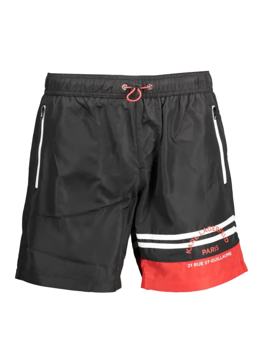 "Karl Lagerfeld Beachwear Badehosen im Sale | Karl Lagerfeld Badehose mit Taschen und Kontrastdetails online kaufen"|Planet-Deluxe