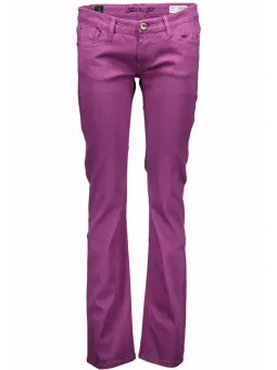 DATCH Damen 5-Pocket-Hose Viola – Stickerei, Gerades Bein