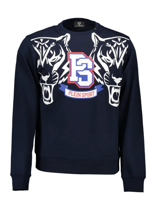"Plein Sport Sweatshirts im Sale | Plein Sport Kontrast Sweatshirt mit Print und Logo Navy online kaufen"|Planet-Deluxe