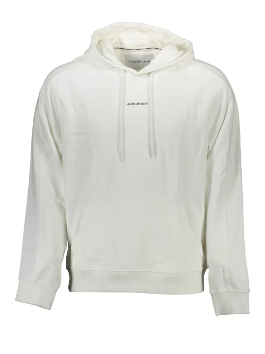 "Calvin Klein Sweatshirts im Sale | Calvin Klein Weißer Biobaumwolle Hoodie mit Tasche online kaufen"|Planet-Deluxe