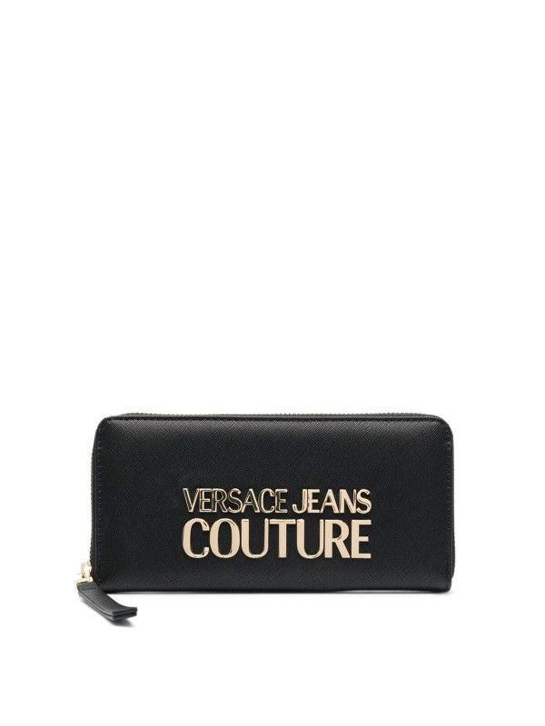 Schwarzes Leder Versace Portemonnaie Detail Schwarzes Leder Versace Portemonnaie Detail