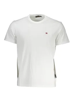 Napapijri Weißes Kurzarm T-Shirt mit Sticklogo - Rundhals