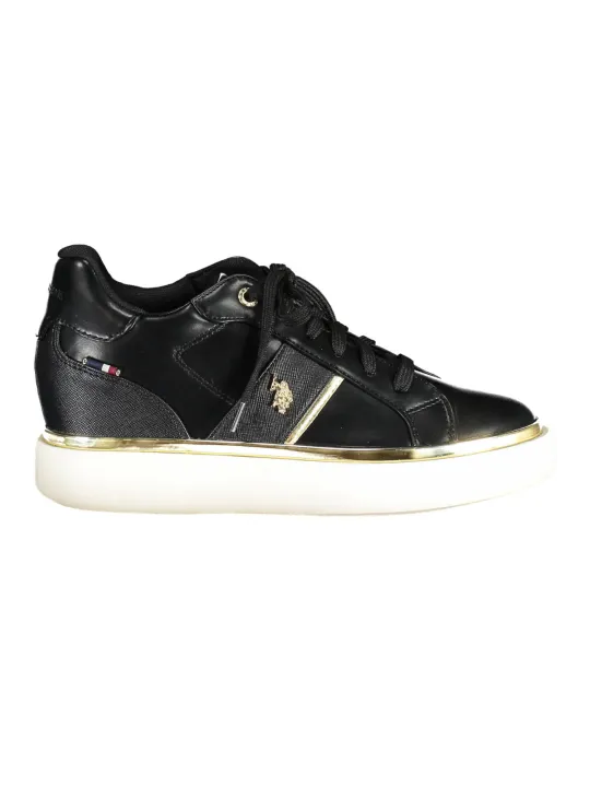 "U.S. Polo Schwarz Kontrast-Sneaker mit Logo – Stilvoll & Modern"