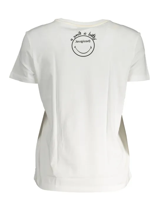 "Desigual T-Shirts im Sale | Desigual Logo Kurzarmshirt Rundhals Bianco T-Shirt online kaufen"|Planet-Deluxe