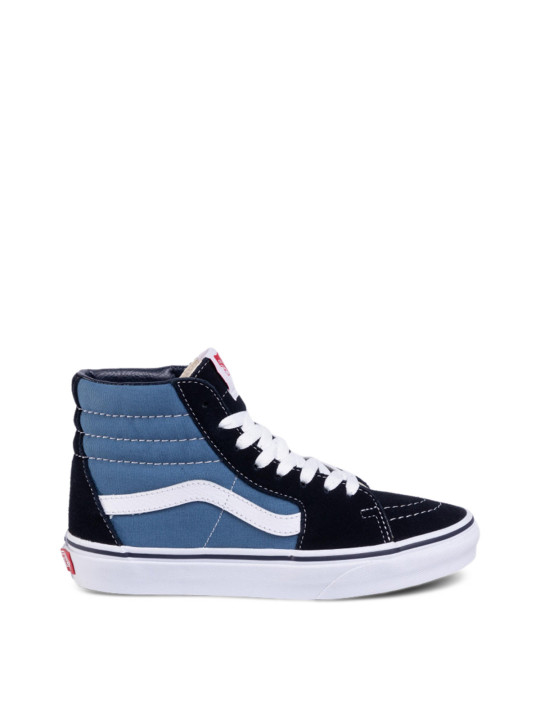 Schwarze und blaue Vans SK8-HI