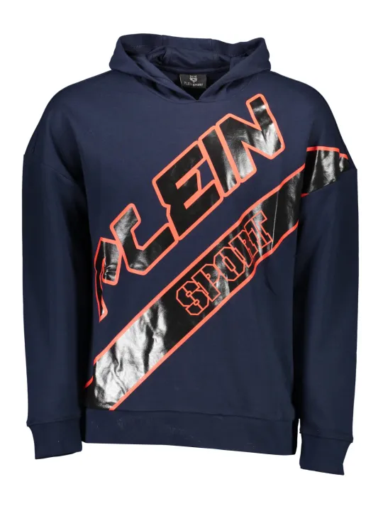 "Plein Sport Sweatshirts im Sale | Kontrast Hoodie mit Applikation und Print - Plein Sport Navy online kaufen"|Planet-Deluxe