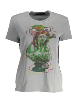 "Desigual Graues T-Shirt mit Logo-Print – Stilvoll & Modern"