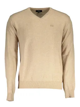 LaMartina Pullover Beige: V-Ausschnitt, Normale Passform