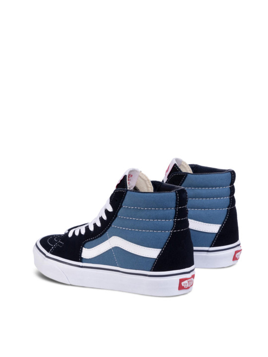 Schwarze und blaue Vans SK8-HI