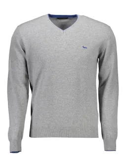 Kontrast V-Pullover mit Logo – Harmont Blaine Grau